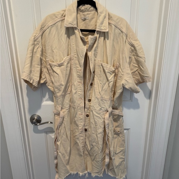 Pilcro Peach Cream Button-Down Denim Mini Dress or Tunic Size 2X - Picture 15 of 16